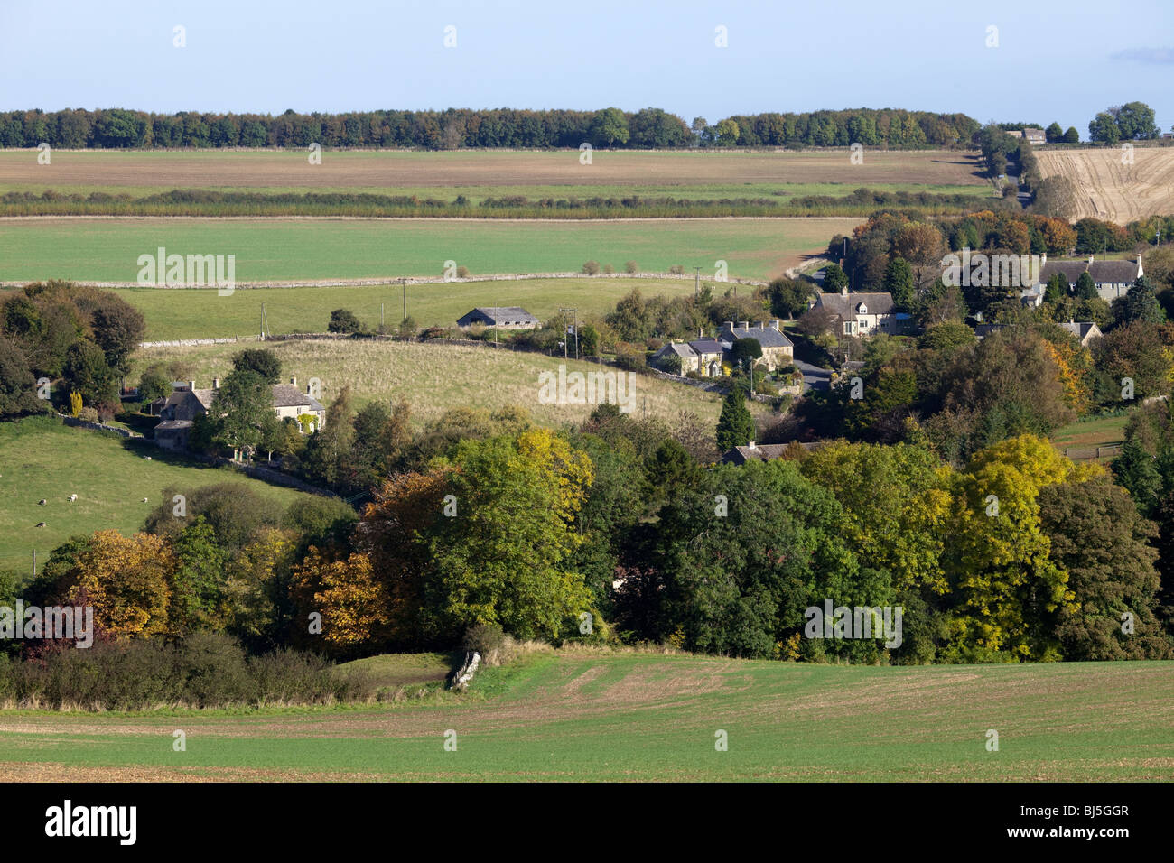Autumn in the Cotswolds at Compton Abdale, Gloucestershire Stock Photo