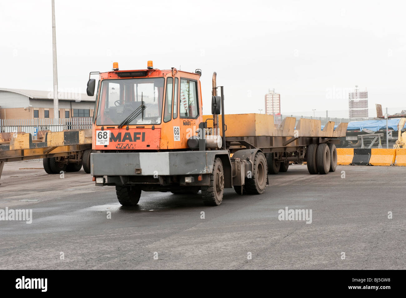 MAFI Articulated lorry tug for shunting trailers Stock Photo