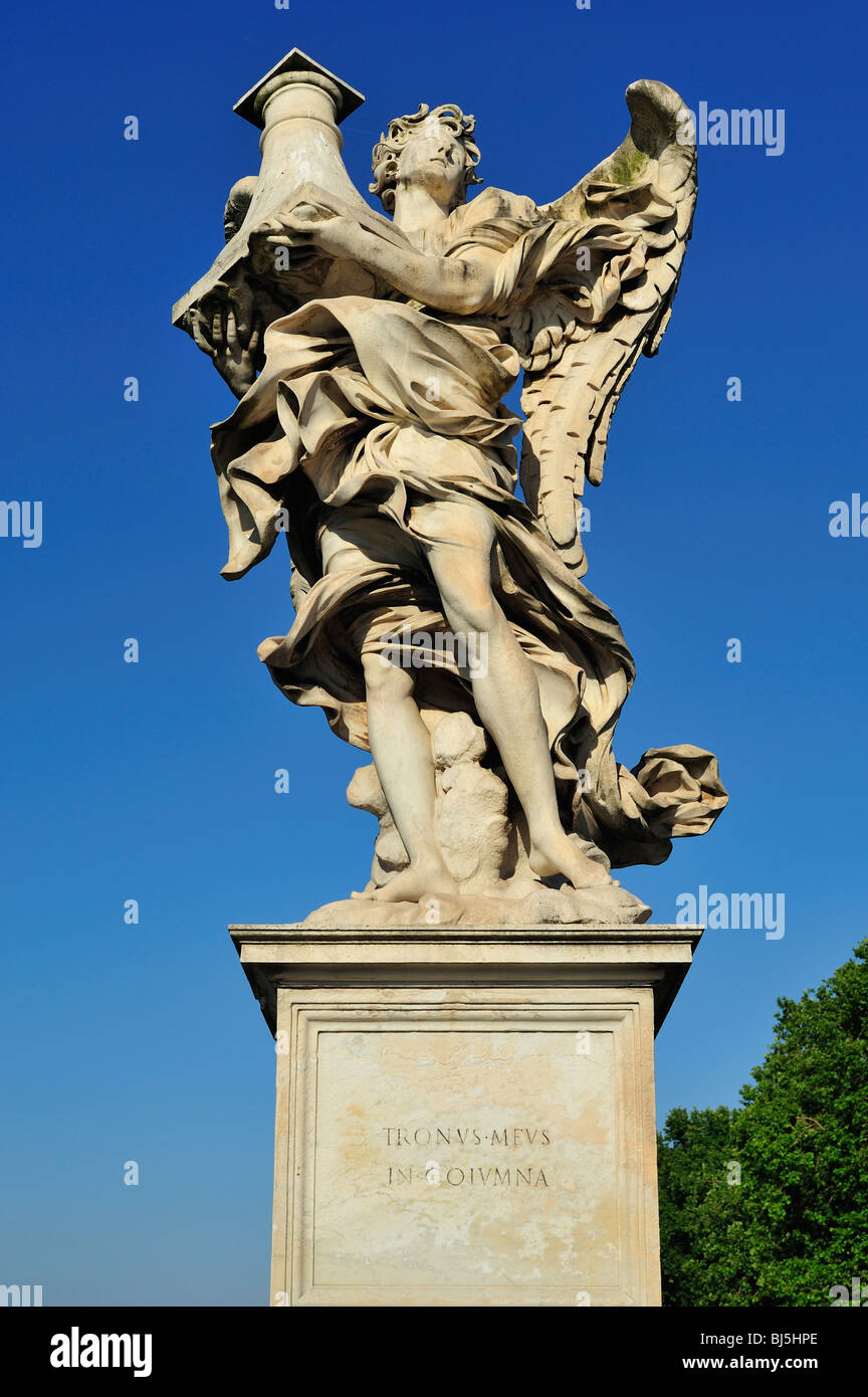 Angel with the Column, Ponte Sant'Angelo, Rome, Lazio,italy Stock Photo