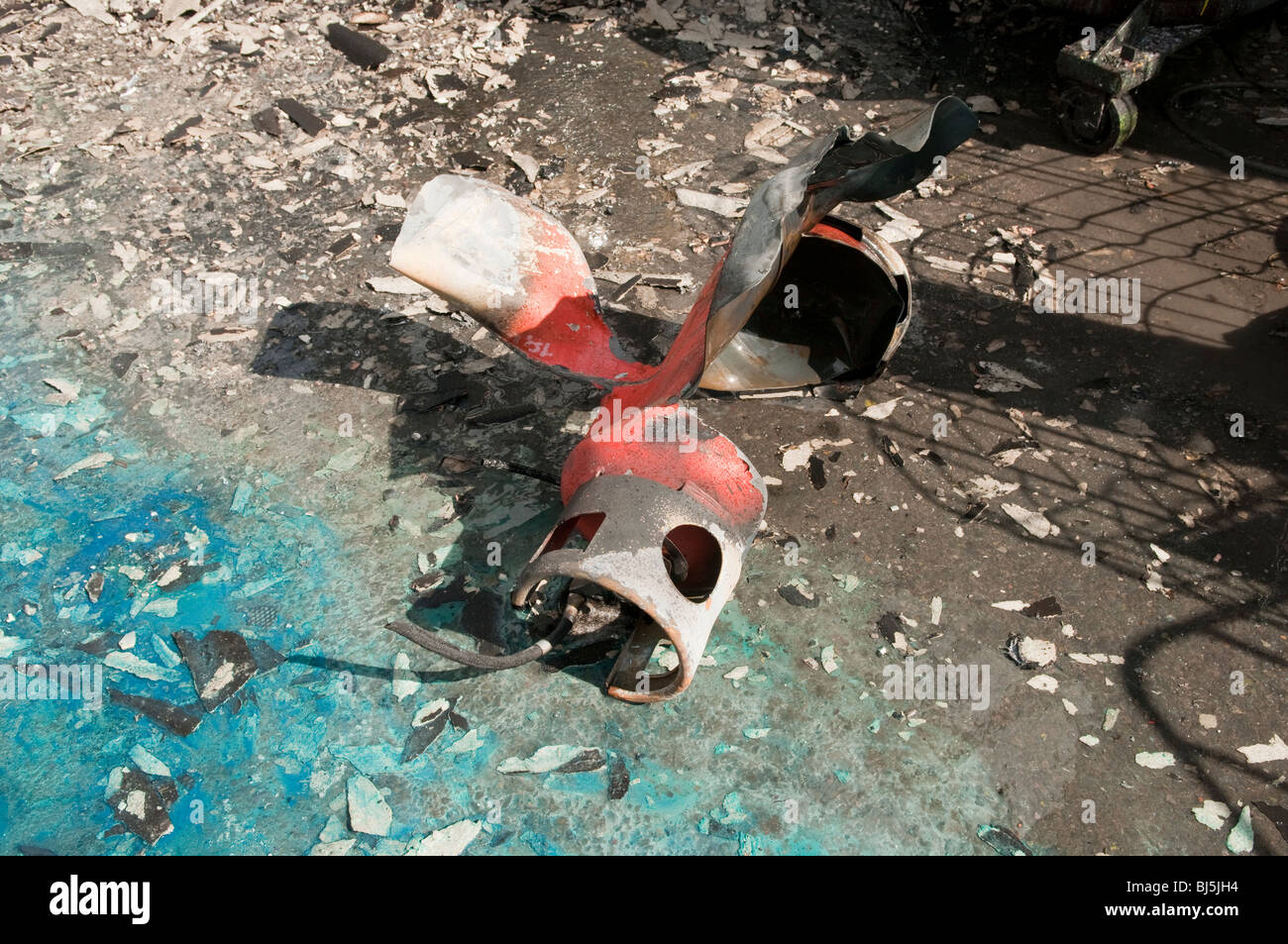 Propane gas cylinder exploded and ruptured Stock Photo Alamy