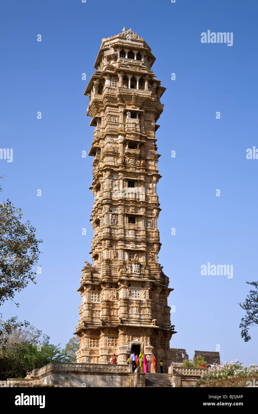 Jaya Stambha (Tower of Victory). Chittorgarh. Rajasthan. India Stock Photo