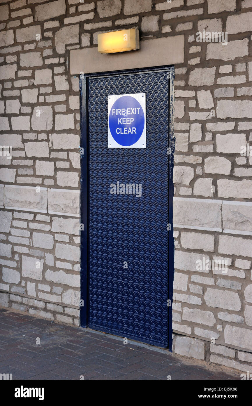 "FIRE EXIT KEEP CLEAR", emergency exit door. MORRISONS supermarket. The