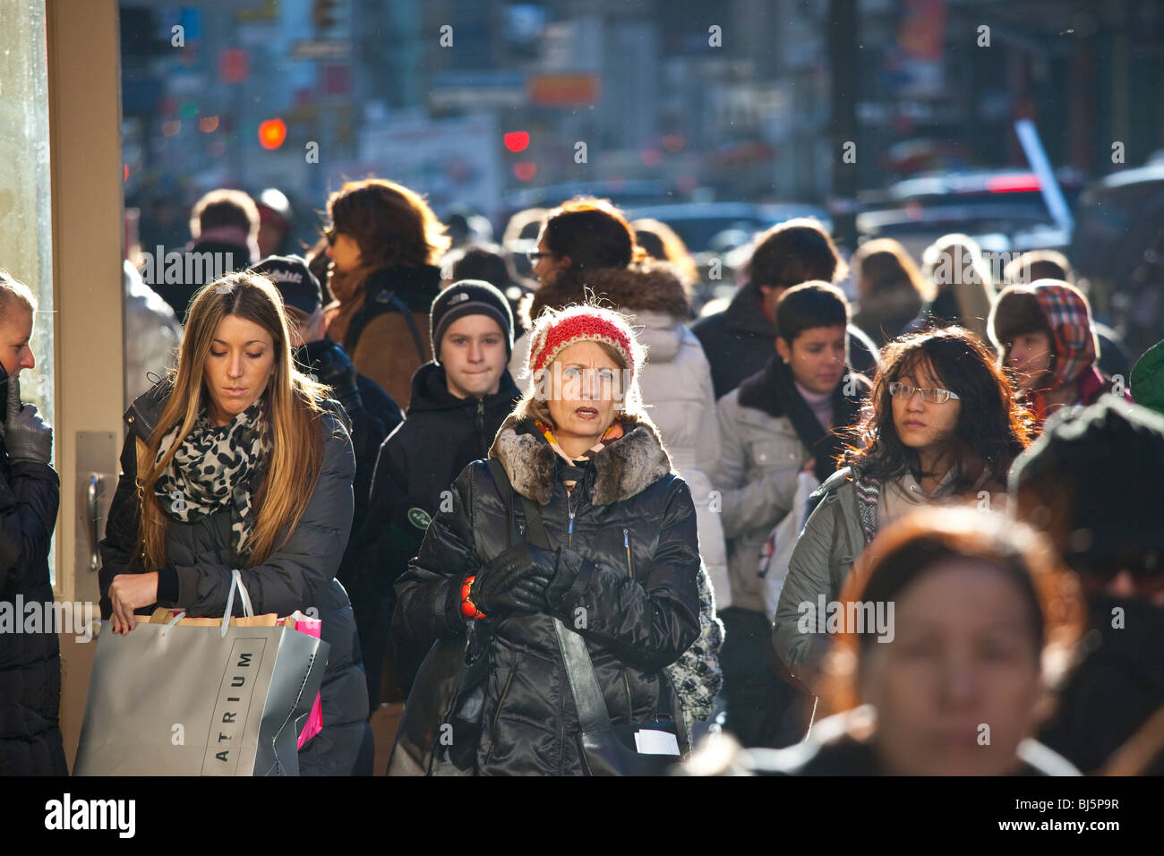 Busy sidewalk in Soho, New York City Stock Photo