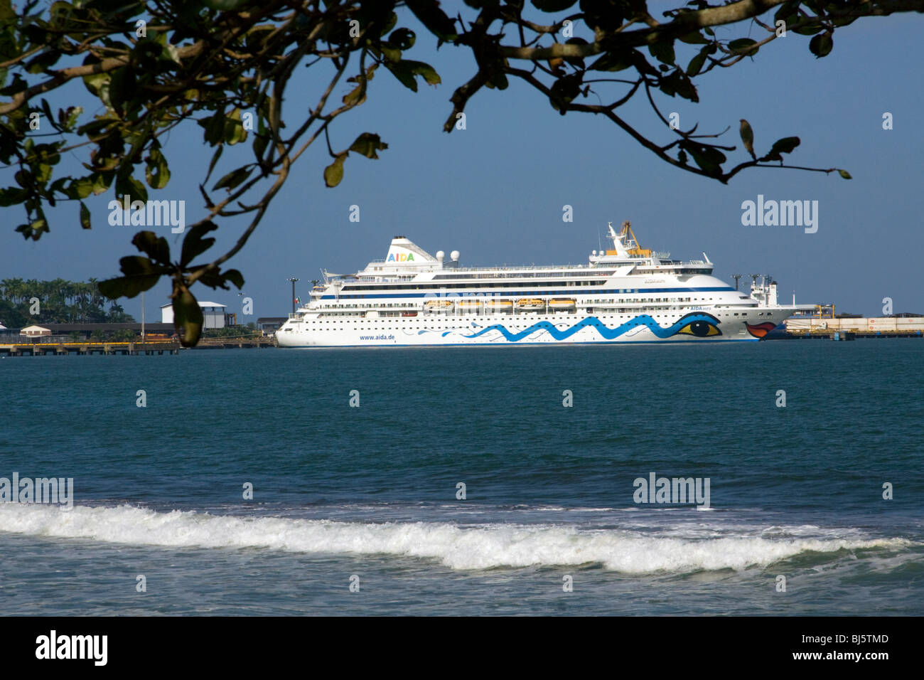 The AIDAaura cruise ship docked at Puerto Limon, Costa Rica. Stock Photo