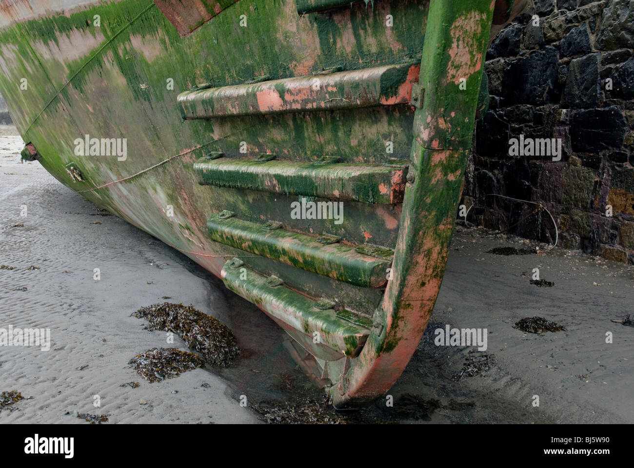 Strengthened bow of tug boat. Stock Photo