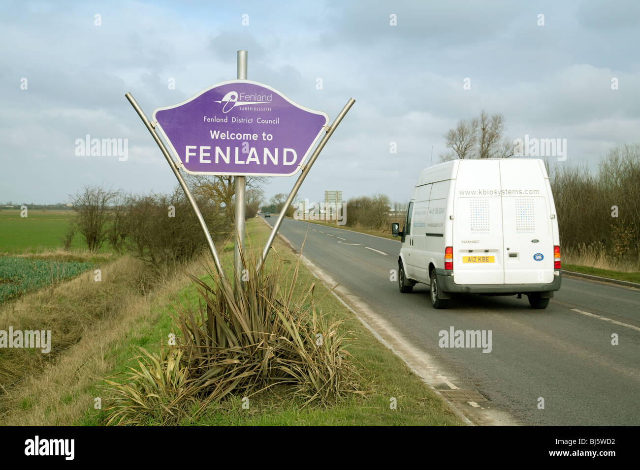 Welcome To Fenland Sign Cambridgeshire England Uk Stock Photo