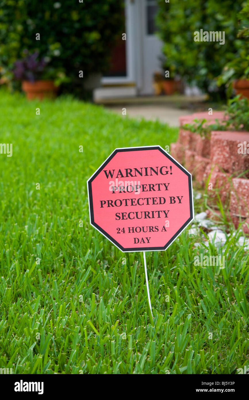 Home security sign Stock Photo