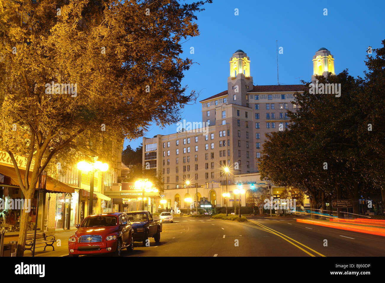 Hot Springs, AR, Arkansas, Downtown, evening Stock Photo Alamy