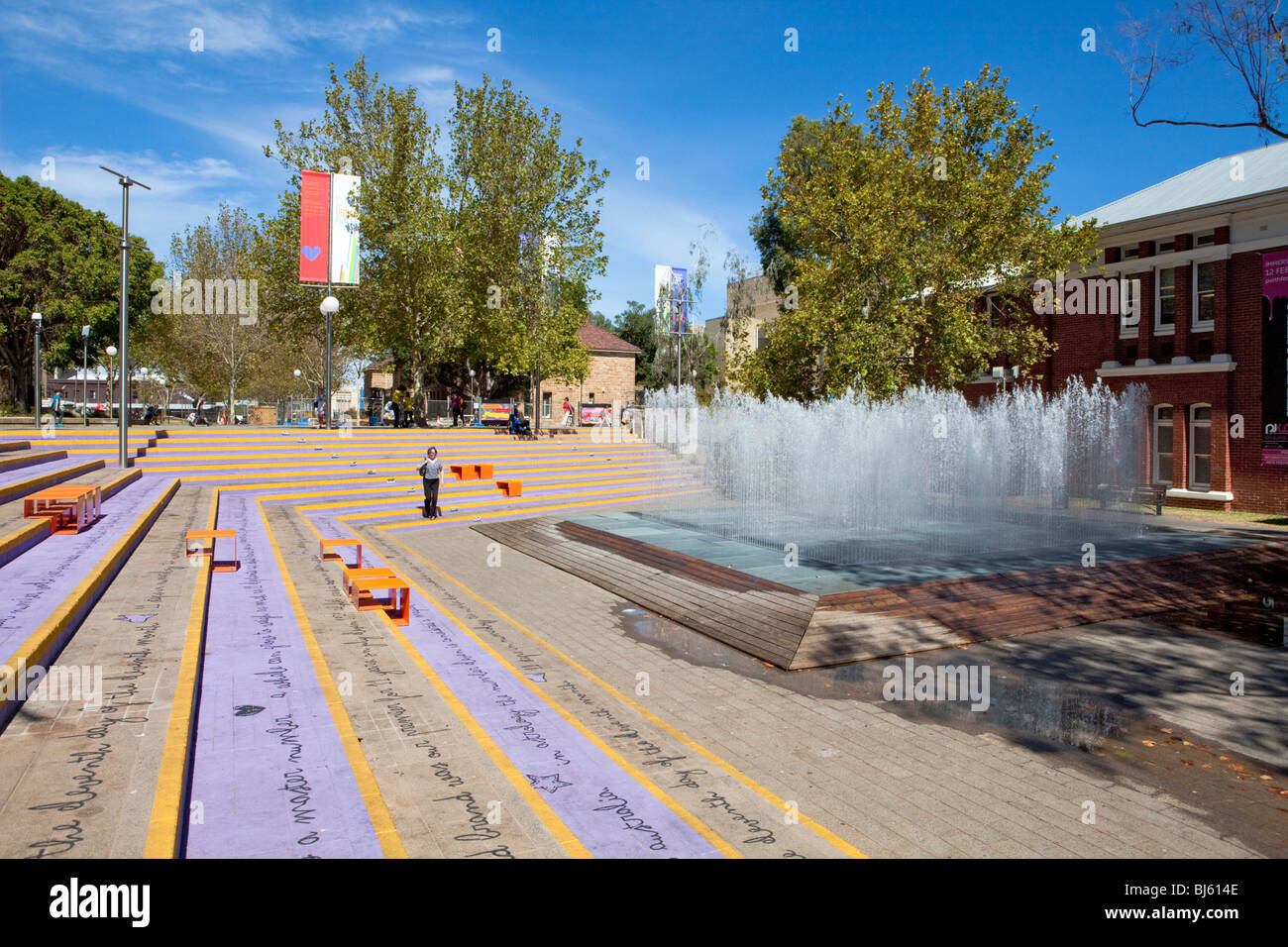 Water fountain in the Perth Cultural Centre next to the library, museum