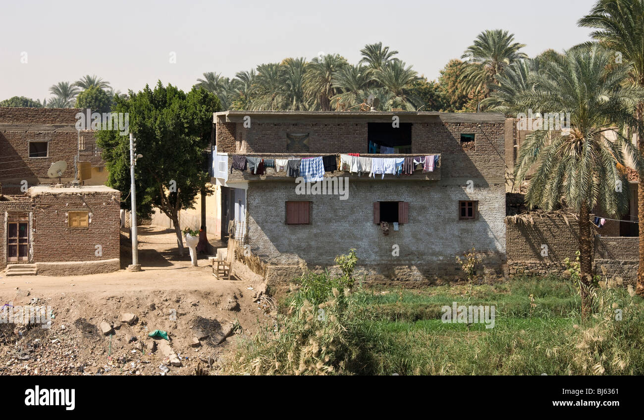 Habitation on the bank of the River Nile. Stock Photo