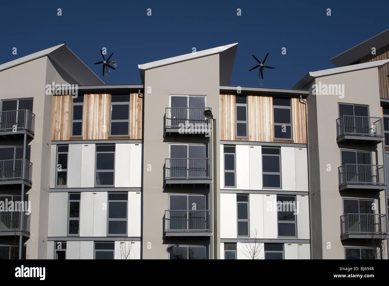 Wind turbines on top of new build residential flats and apartments ...