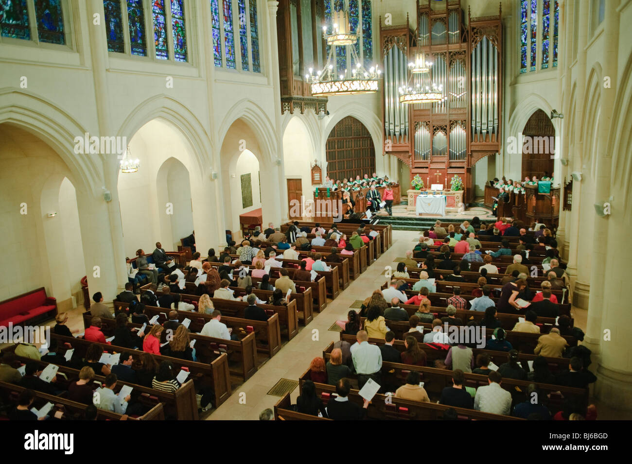 Paris, France, Large Crowd People Praying inside American Cathedral