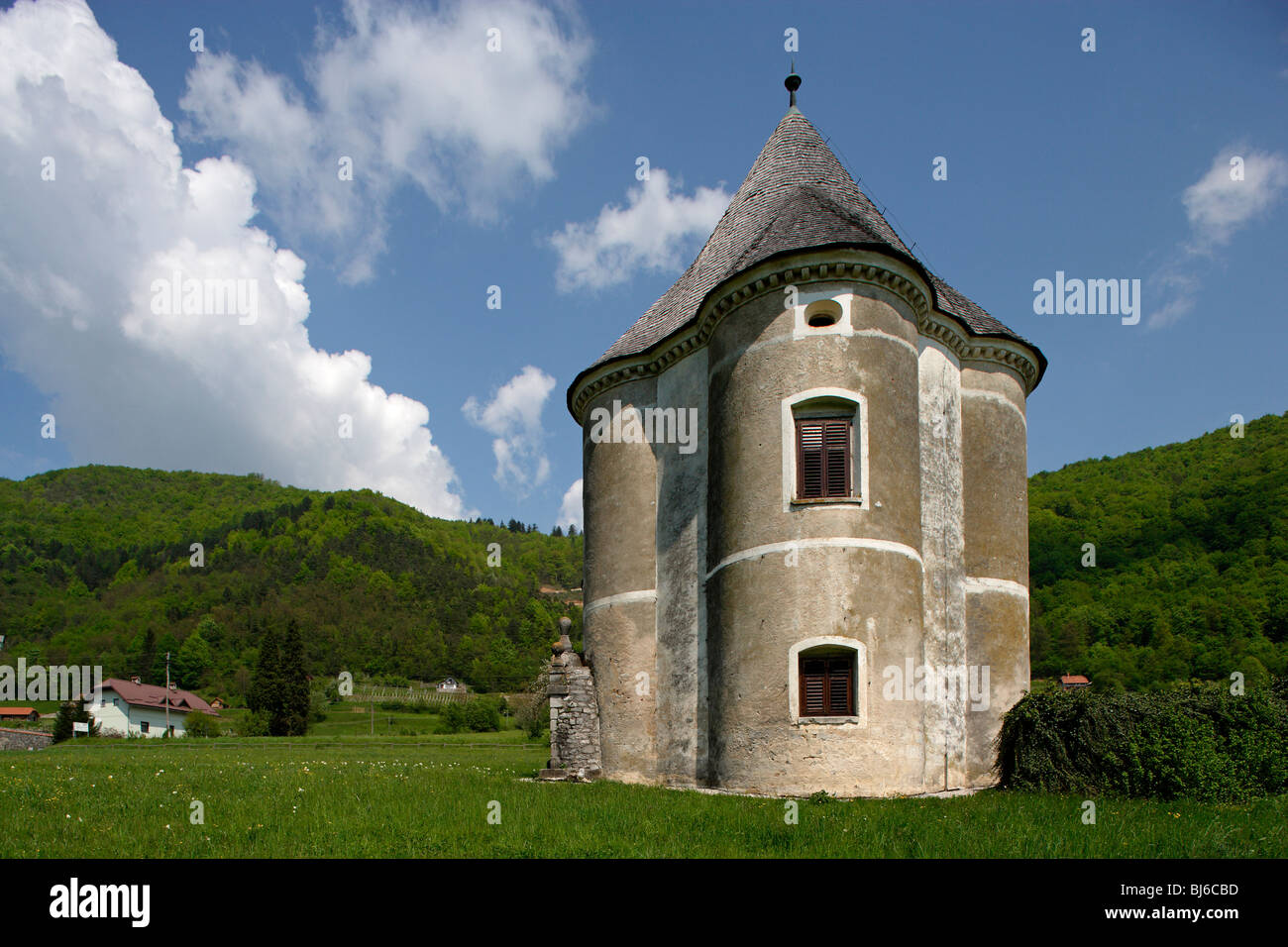 Soteska,Devils Tower,park pavilion,17th century,Krka River Valley,Slovenia Stock Photo