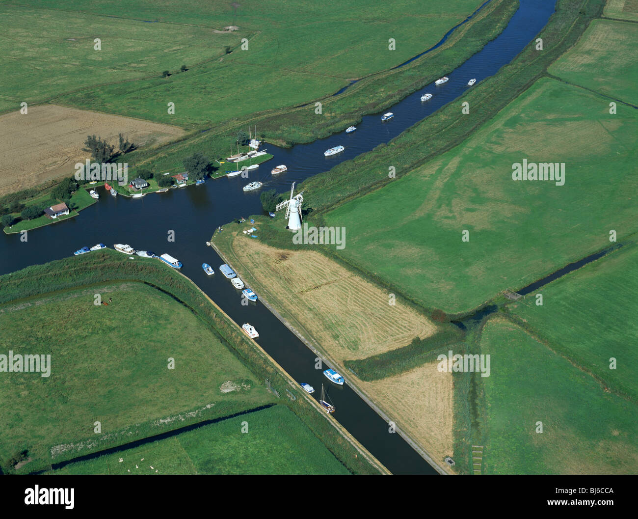 aerial view of thurne mill, norfolk broads, england Stock Photo - Alamy