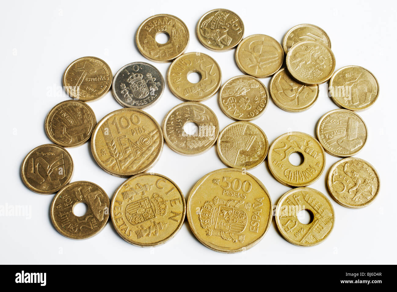 Spanish 'old currency', Peseta Stock Photo