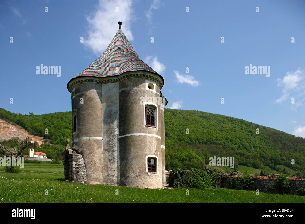 Soteska,Devils Tower,park pavilion,17th century,Krka River Valley,Slovenia Stock Photo