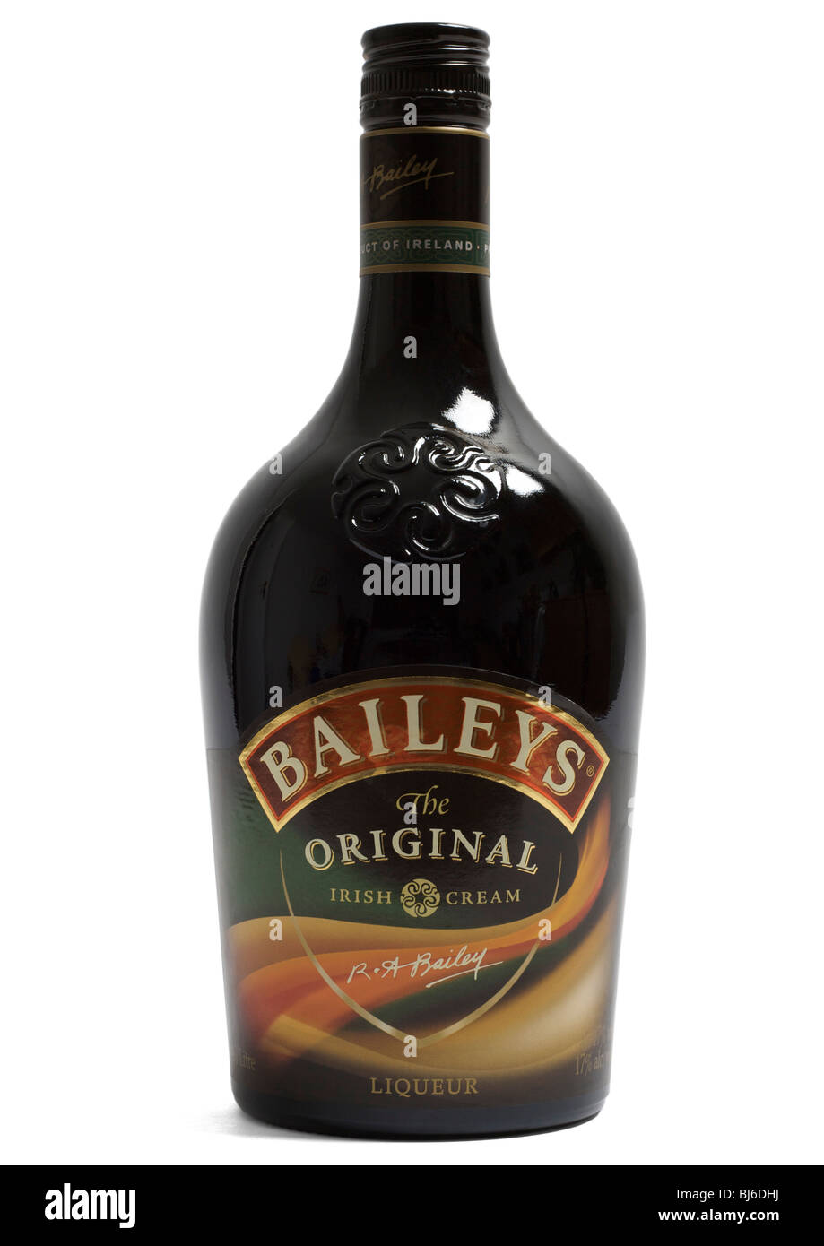 Bottle of baileys irish cream liqueur on white background Stock Photo