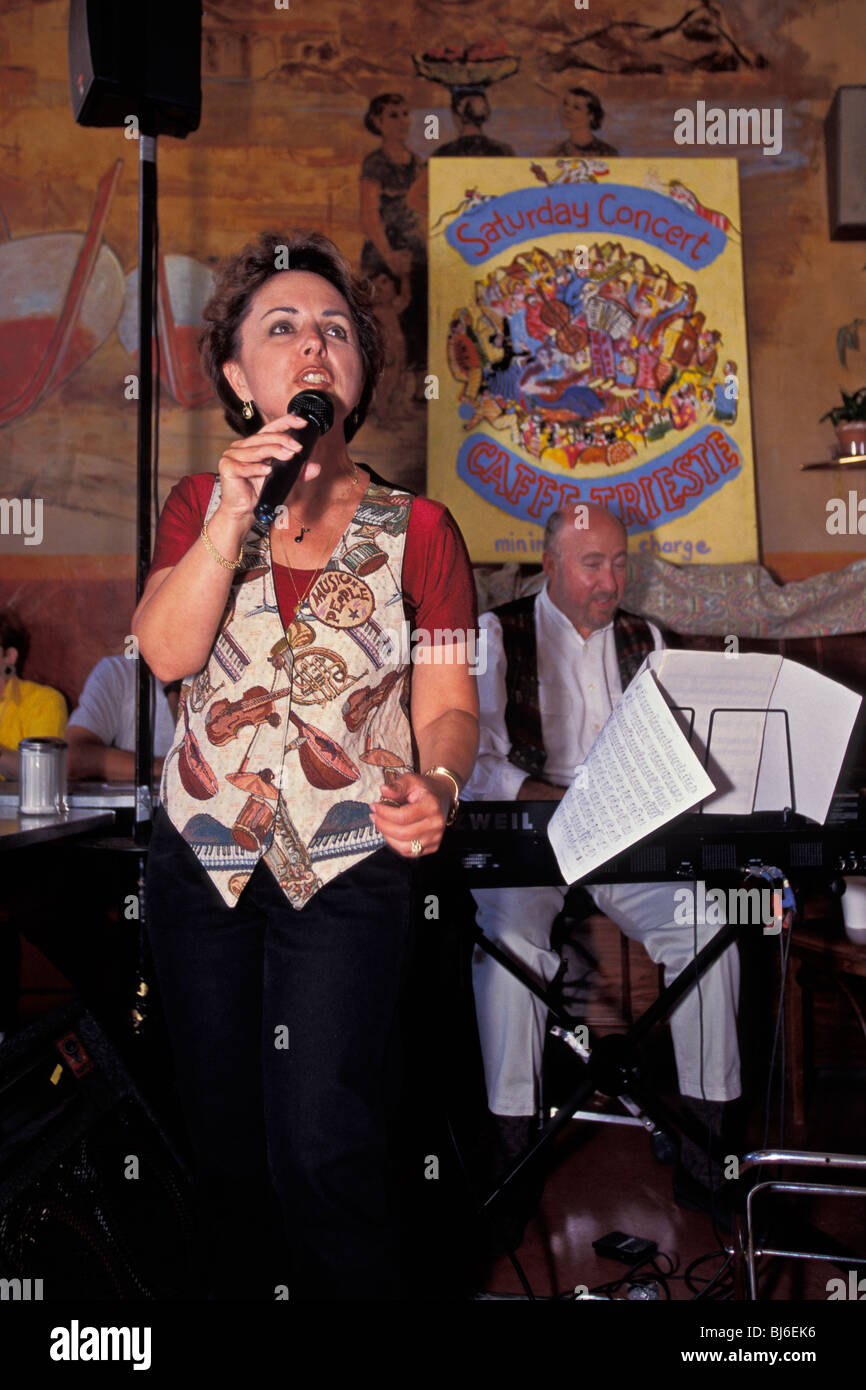 Live Music At Weekly Saturday Afternoon Giotta Family Concert Caffe Trieste San Francisco California Stock Photo