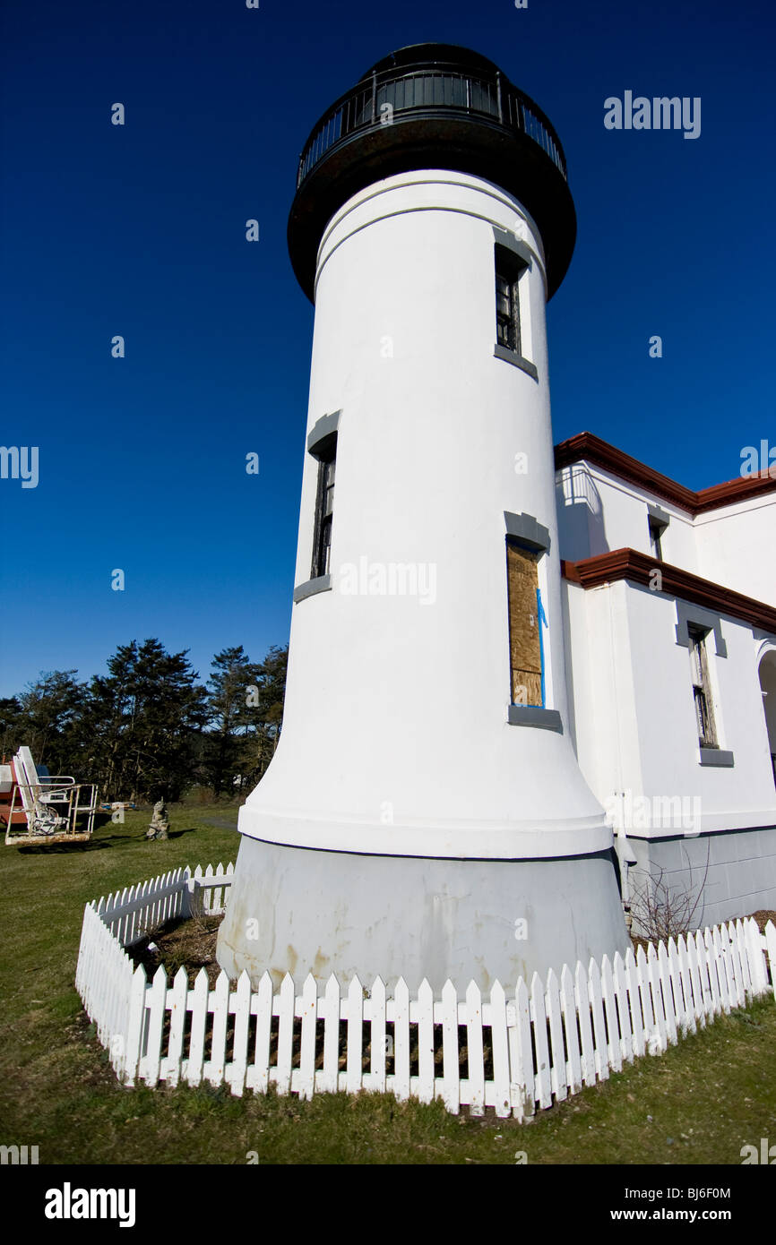 Lighthouse located at fort casey on Whidbey Island WA Stock Photo
