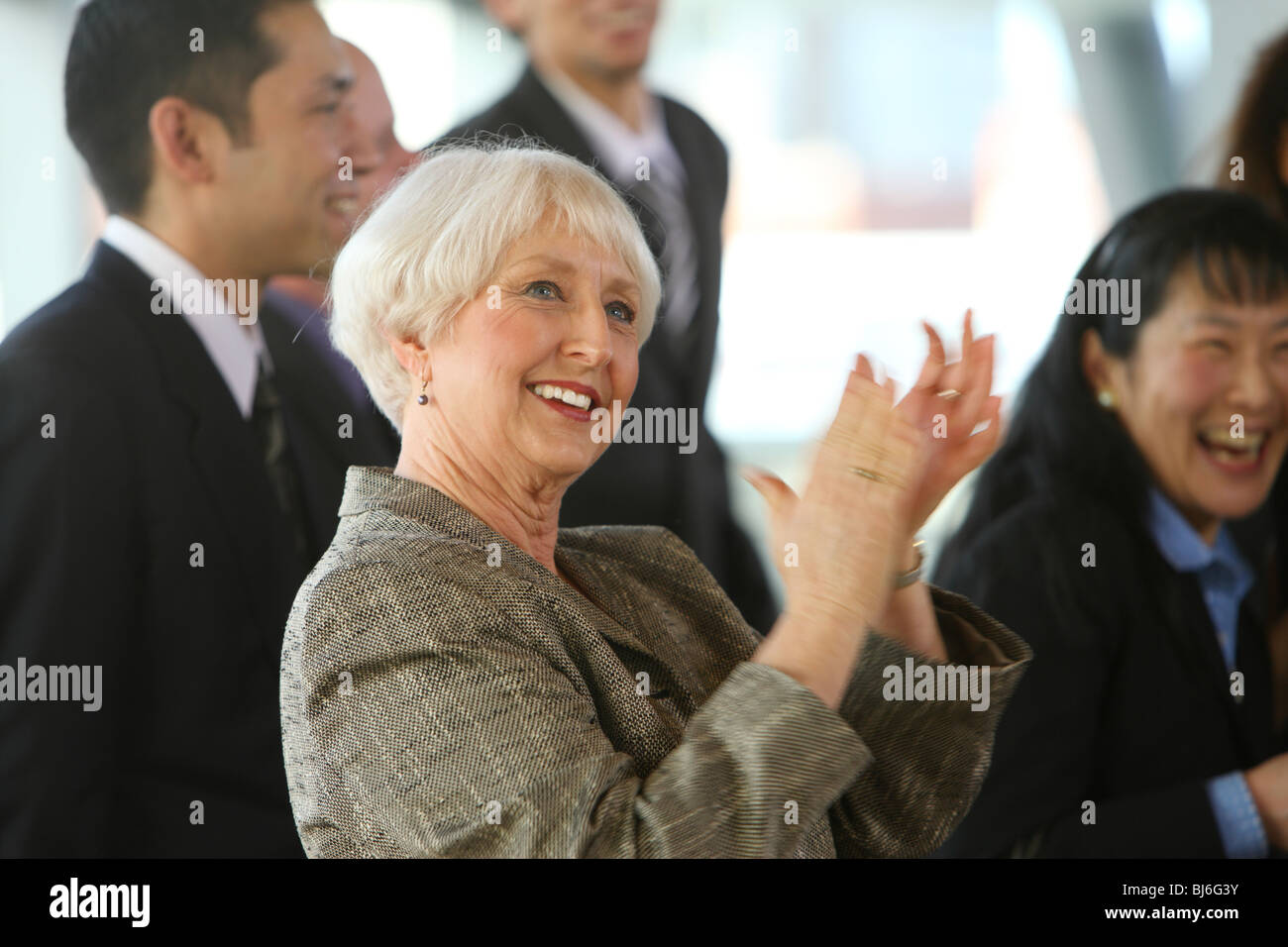 Happy businesspeople celebrating Stock Photo