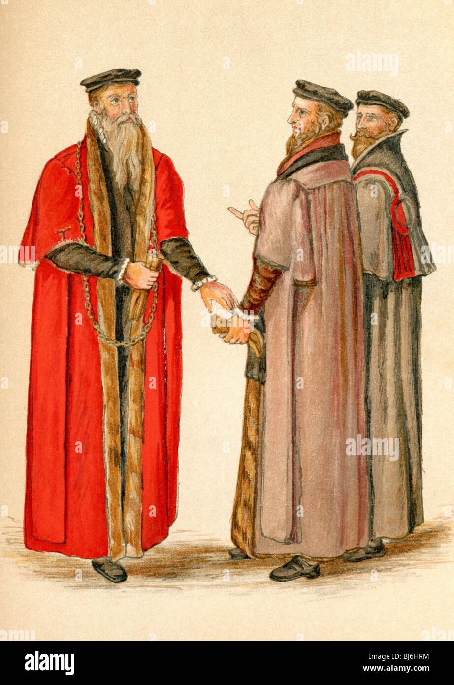 Lord Mayor and Aldermen of London during the Elizabethan era. Stock Photo