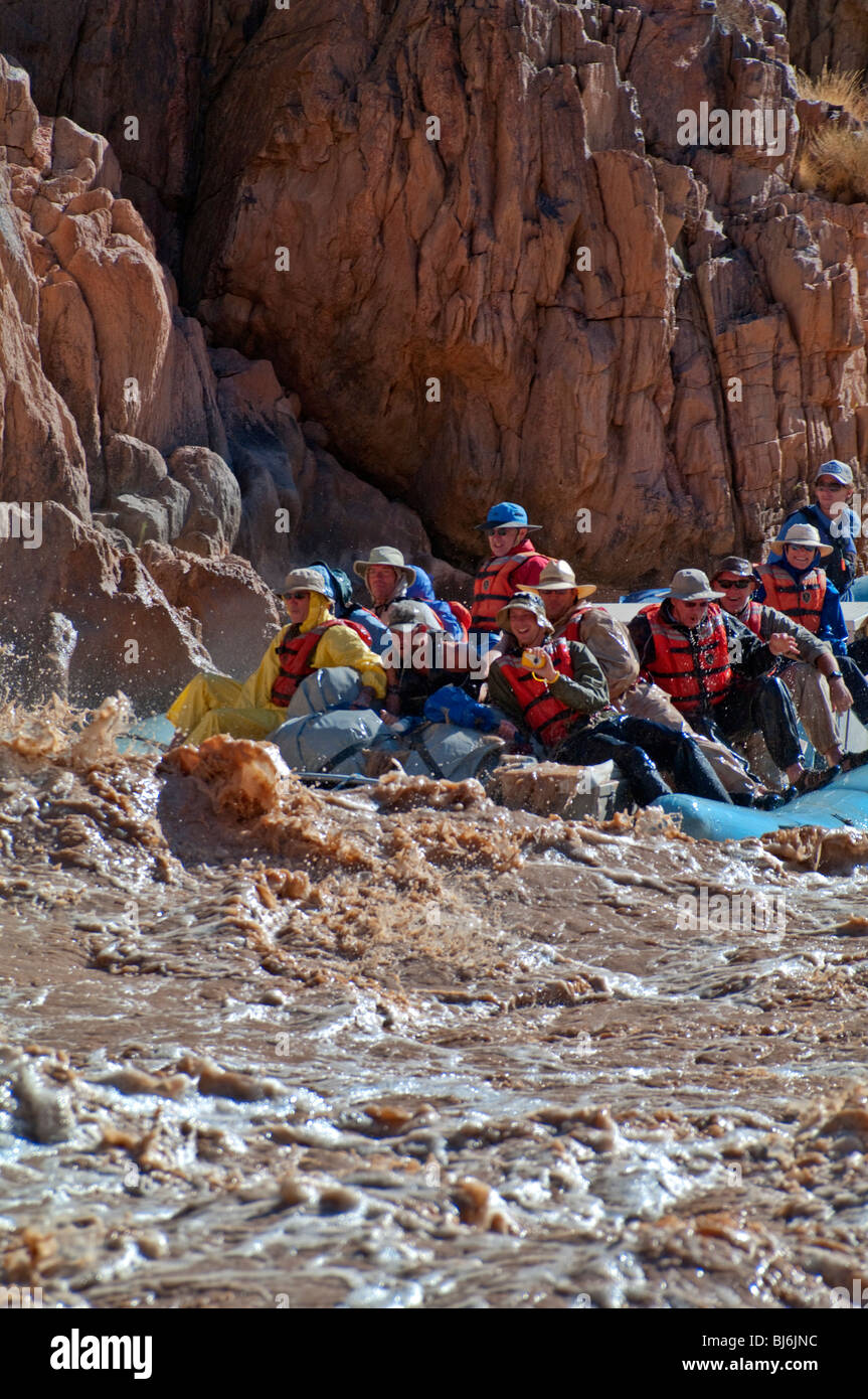 Rafting down the Grand Canyon River Arizona Stock Photo