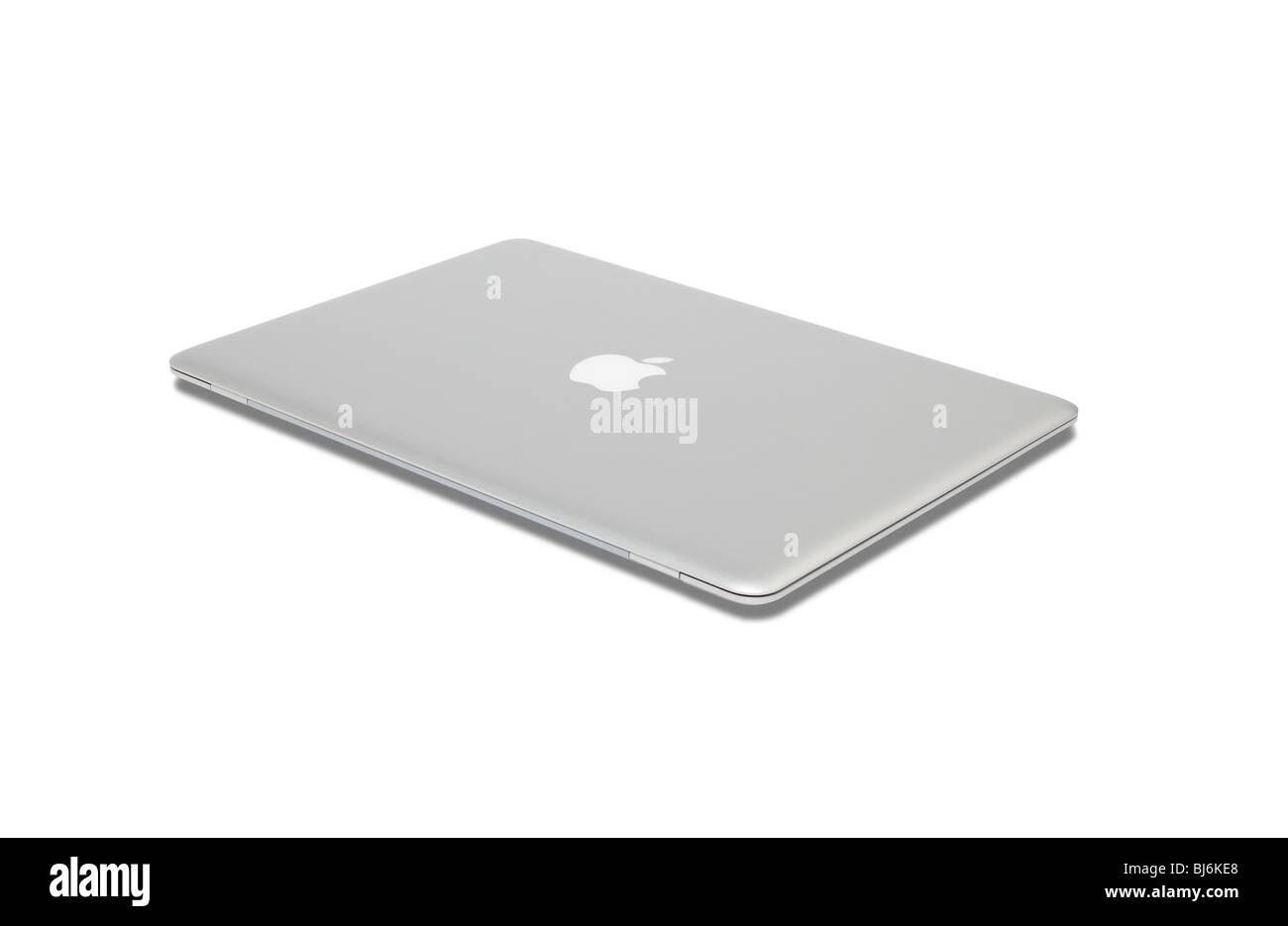 Macbook Air ultra slim and portable laptop computer on white background with shadow and clipping path Stock Photo