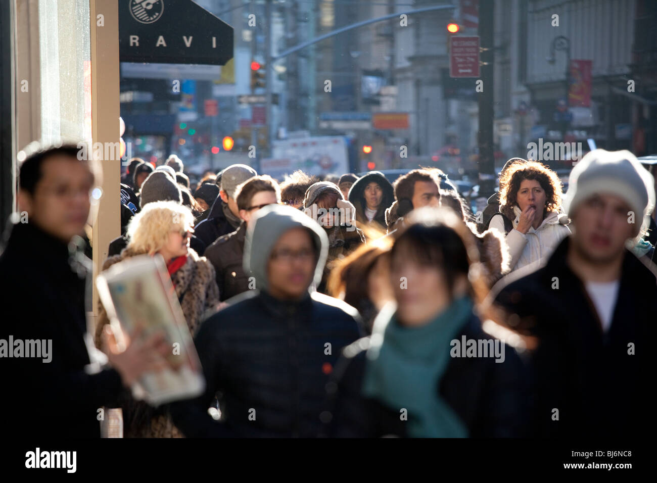 Busy sidewalk in Soho, New York City Stock Photo