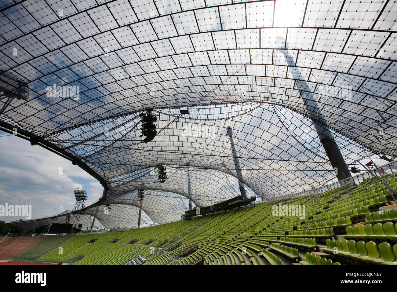 Frei Otto Tensed structures for the Munich 72 Olympic Games. Olympic  Stadium and park. Munich Germany Stock Photo - Alamy