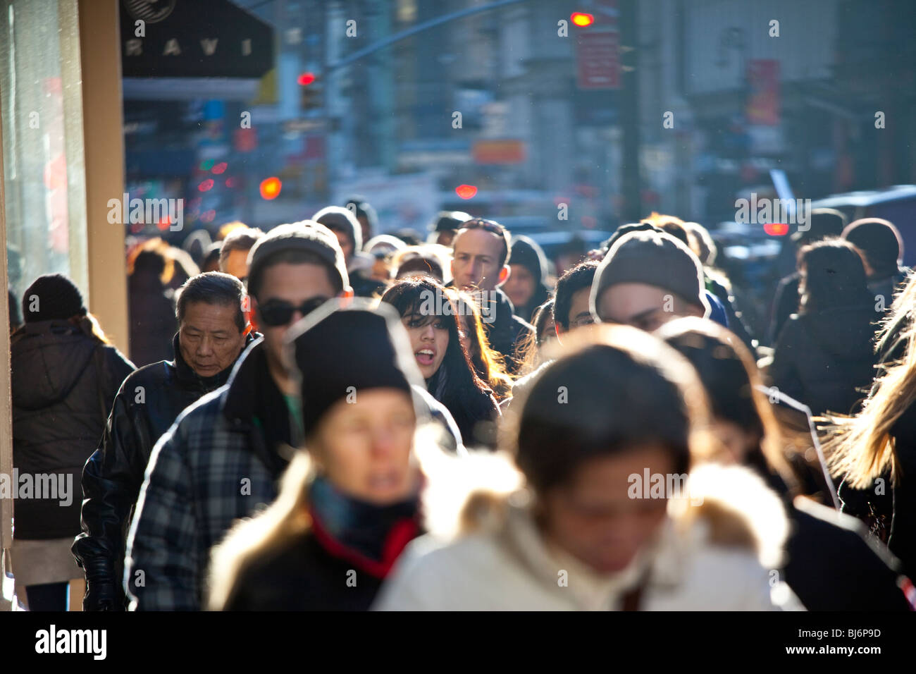 Busy sidewalk in Soho, New York City Stock Photo
