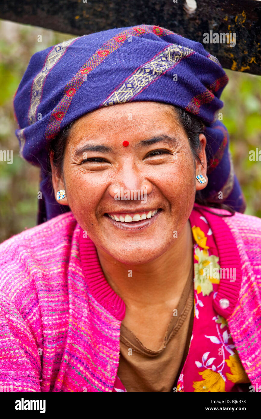 Smiling woman in Darjeeling, India Stock Photo