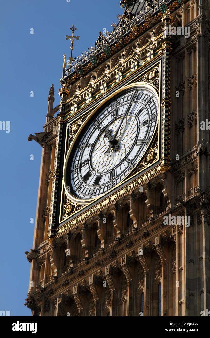 The Clock Tower housing Big Ben in the Houses of Parliament, Westminster Stock Photo