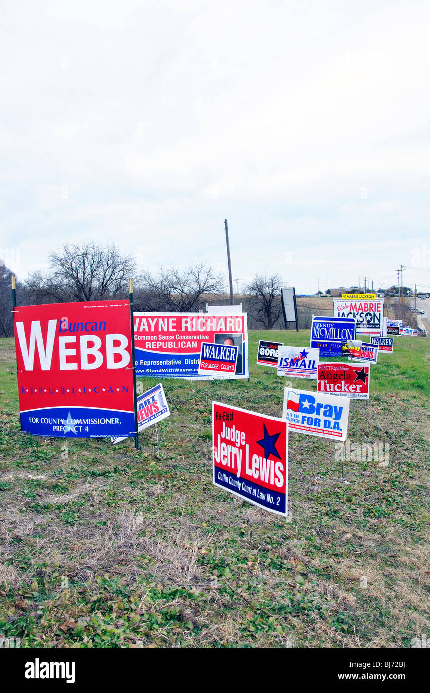 Election campaign signs, Texas, USA Stock Photo Alamy