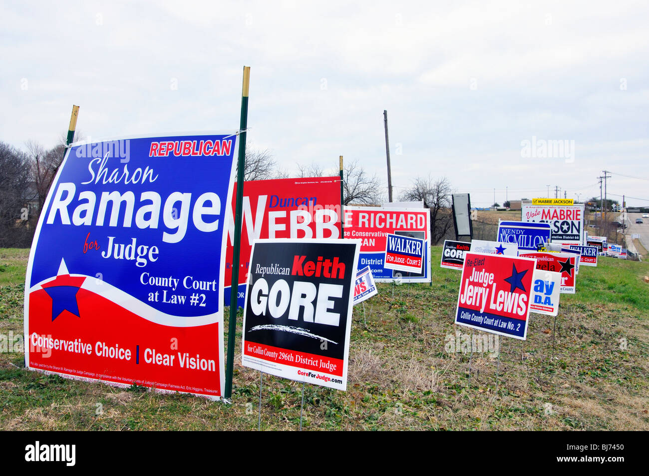 Election campaign signs, Texas, USA Stock Photo