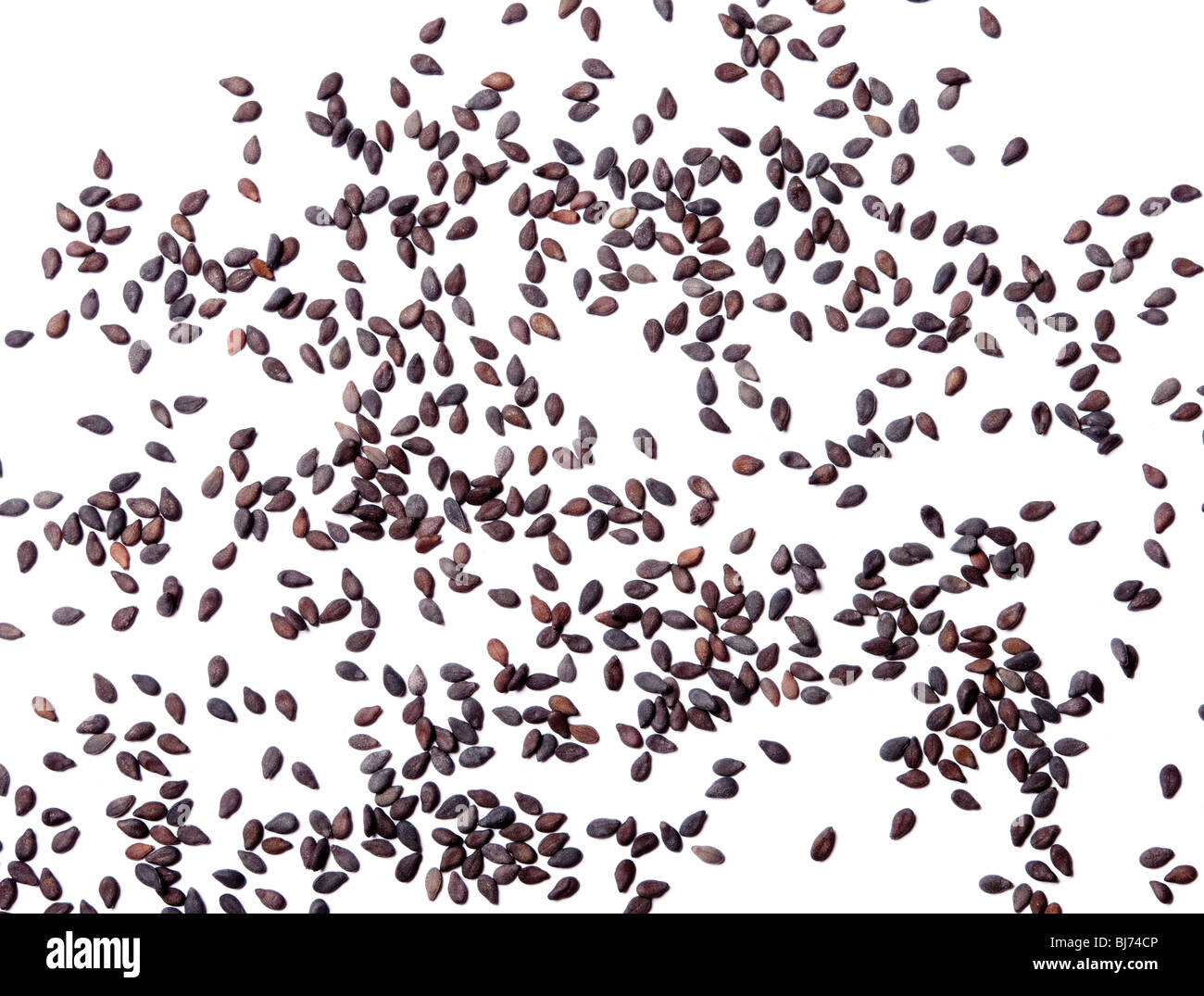 Blace sesame seeds on white background Stock Photo