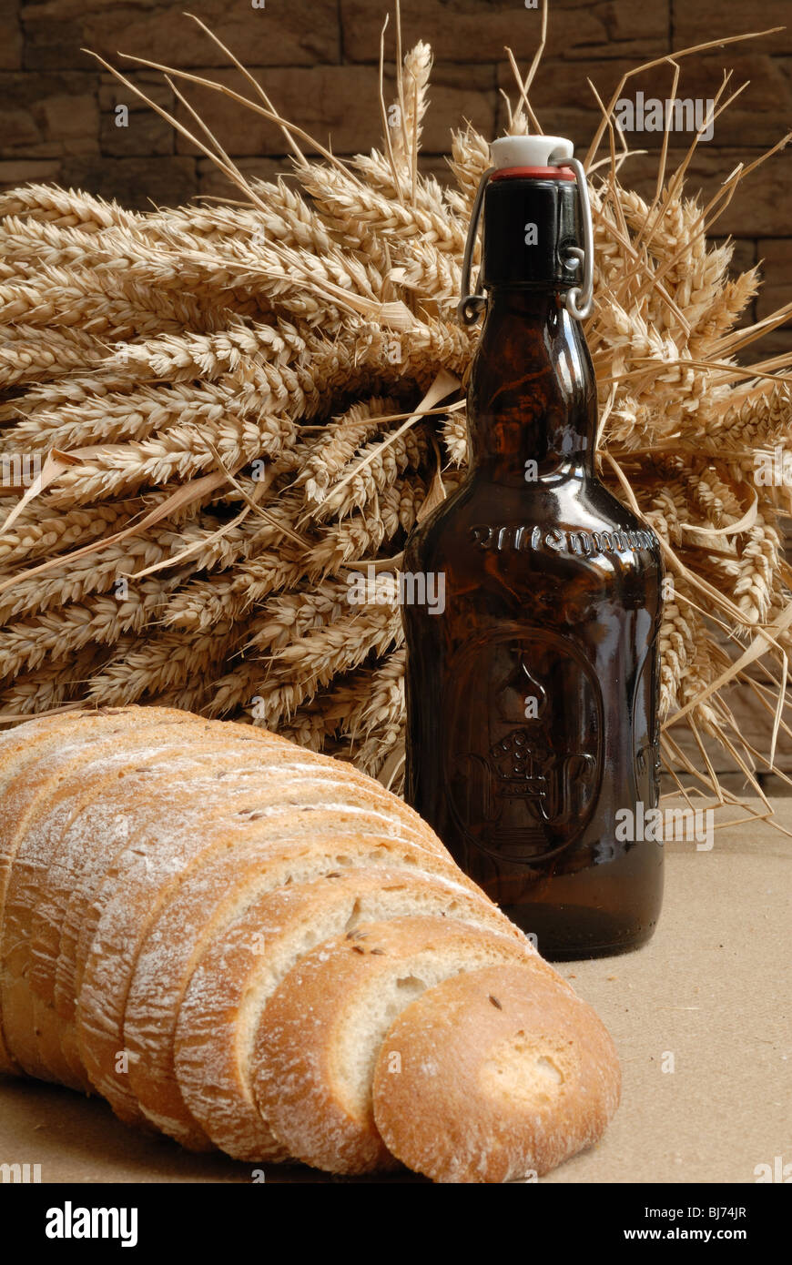 Bread and bottle Stock Photo - Alamy