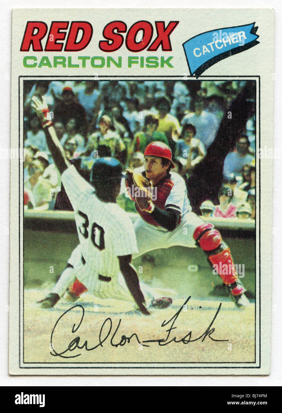 Carlton Fisk Autographed 1977 Hostess Card #104 Boston Red Sox SKU #205274  - Mill Creek Sports