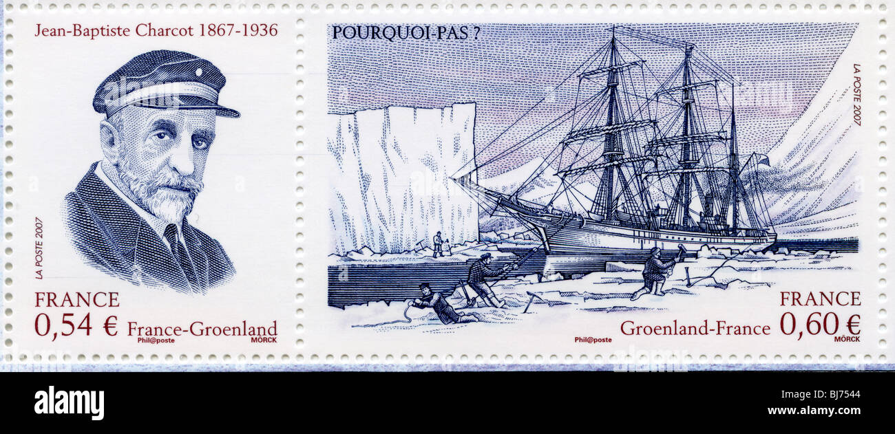 France-Greenland postage stamp Stock Photo