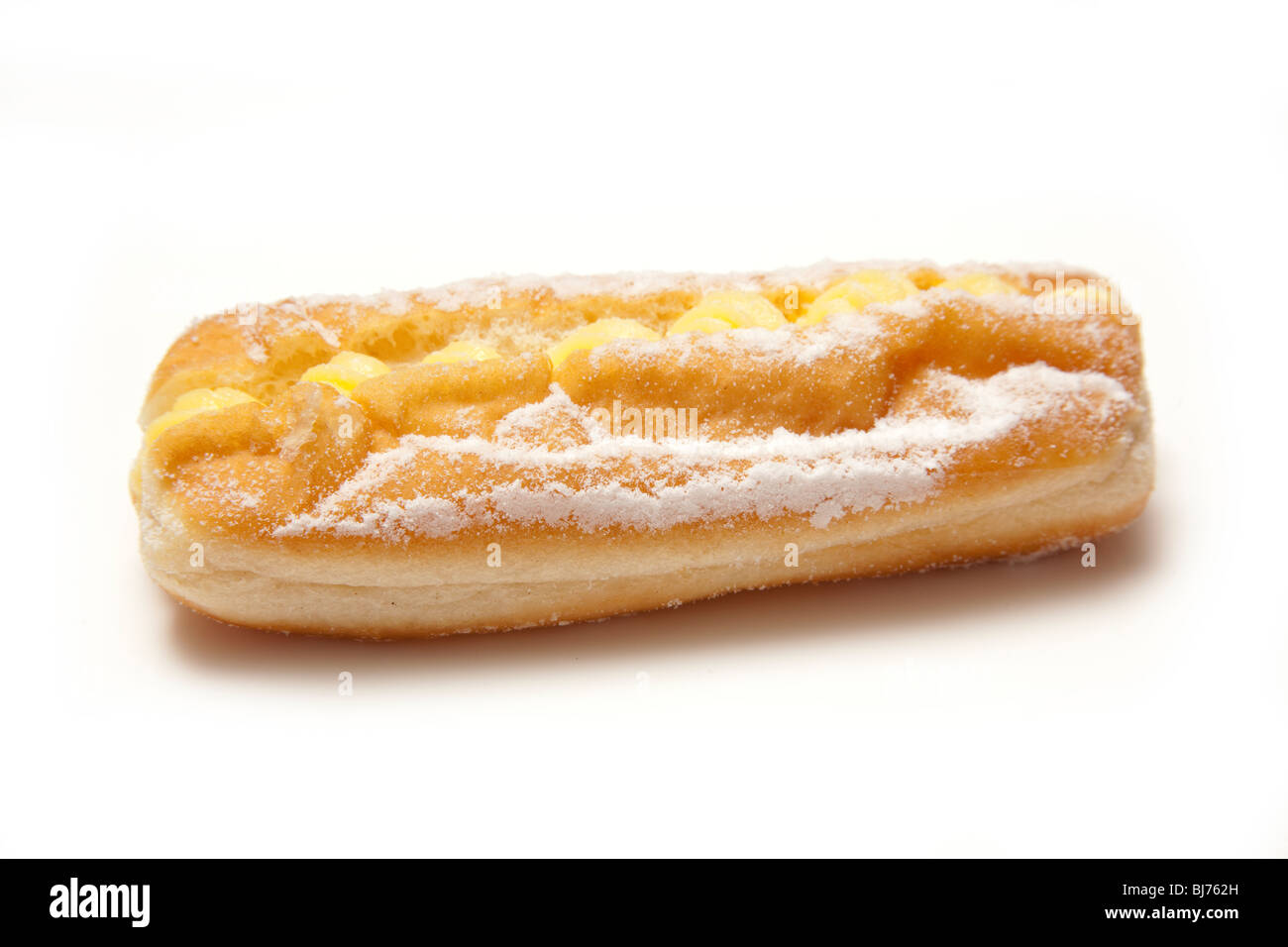 Custard cream donut  isolated on a white studio background. Stock Photo