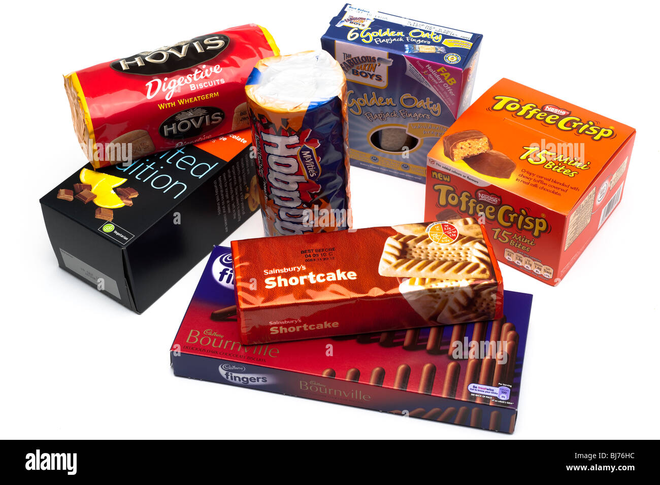 An assortment of packets of biscuits Stock Photo Alamy