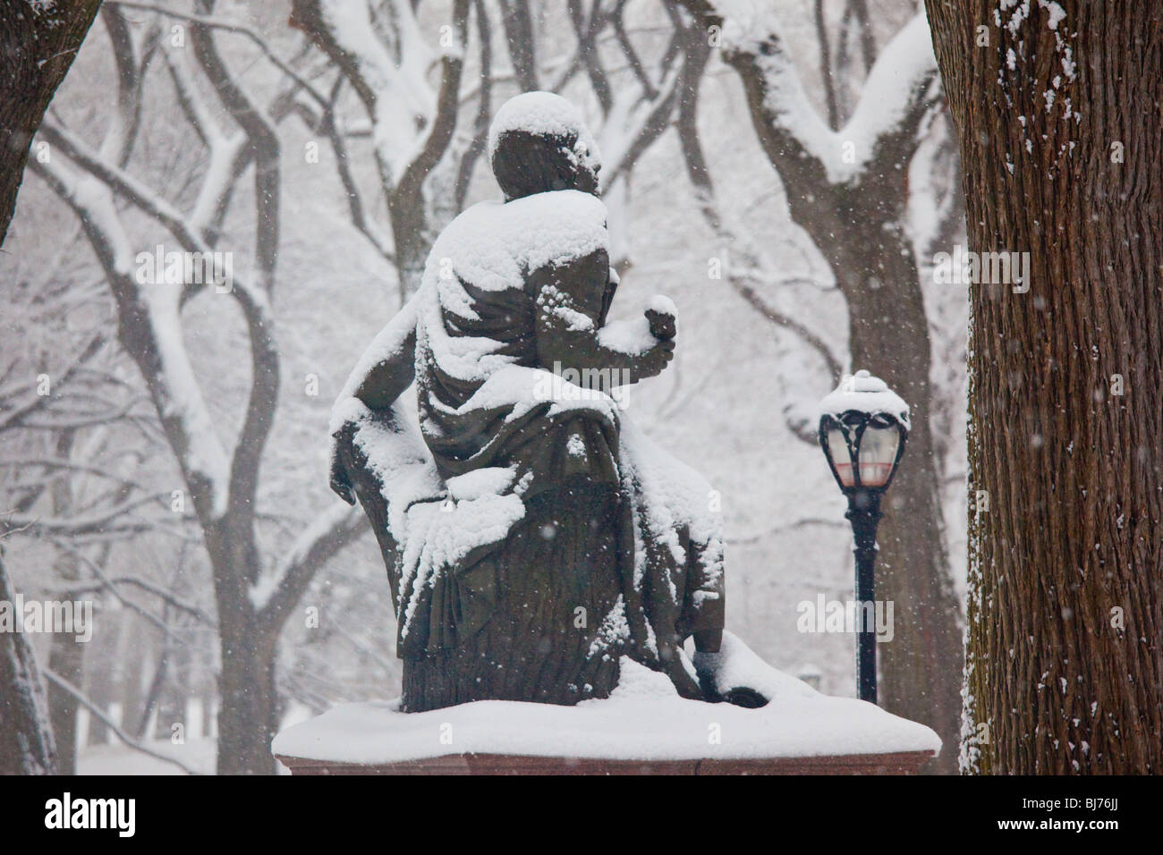 Statue of Robert Burns on Literary Walk in Central Park, New York City