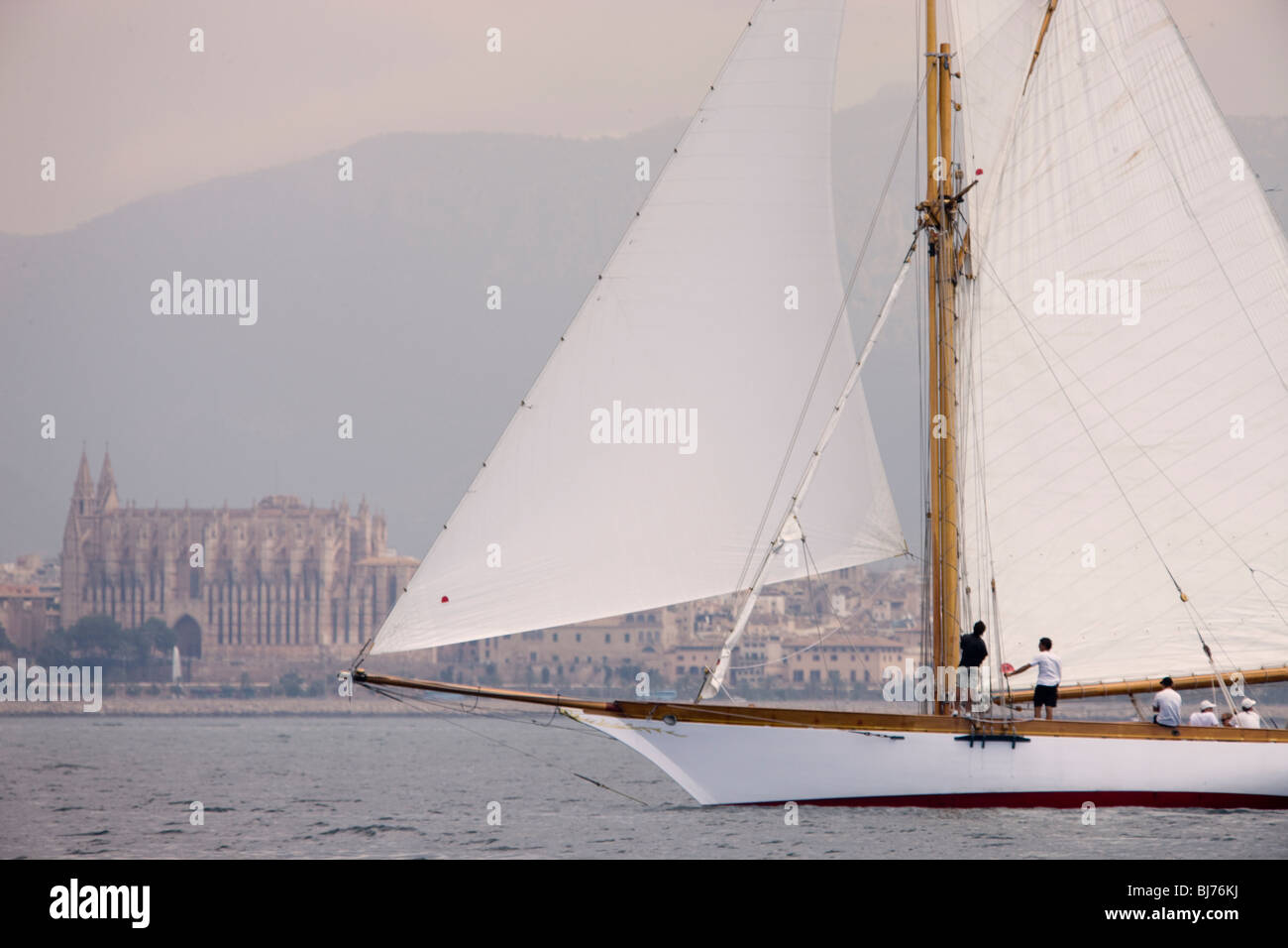 Classic Cutter Yacht in Palma Bay, Spain Stock Photo Alamy