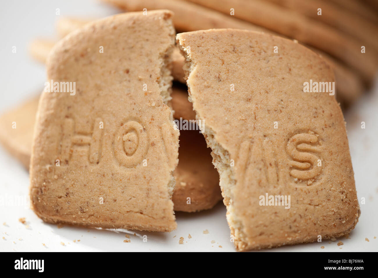 Broken Hovis digestive biscuit Stock Photo