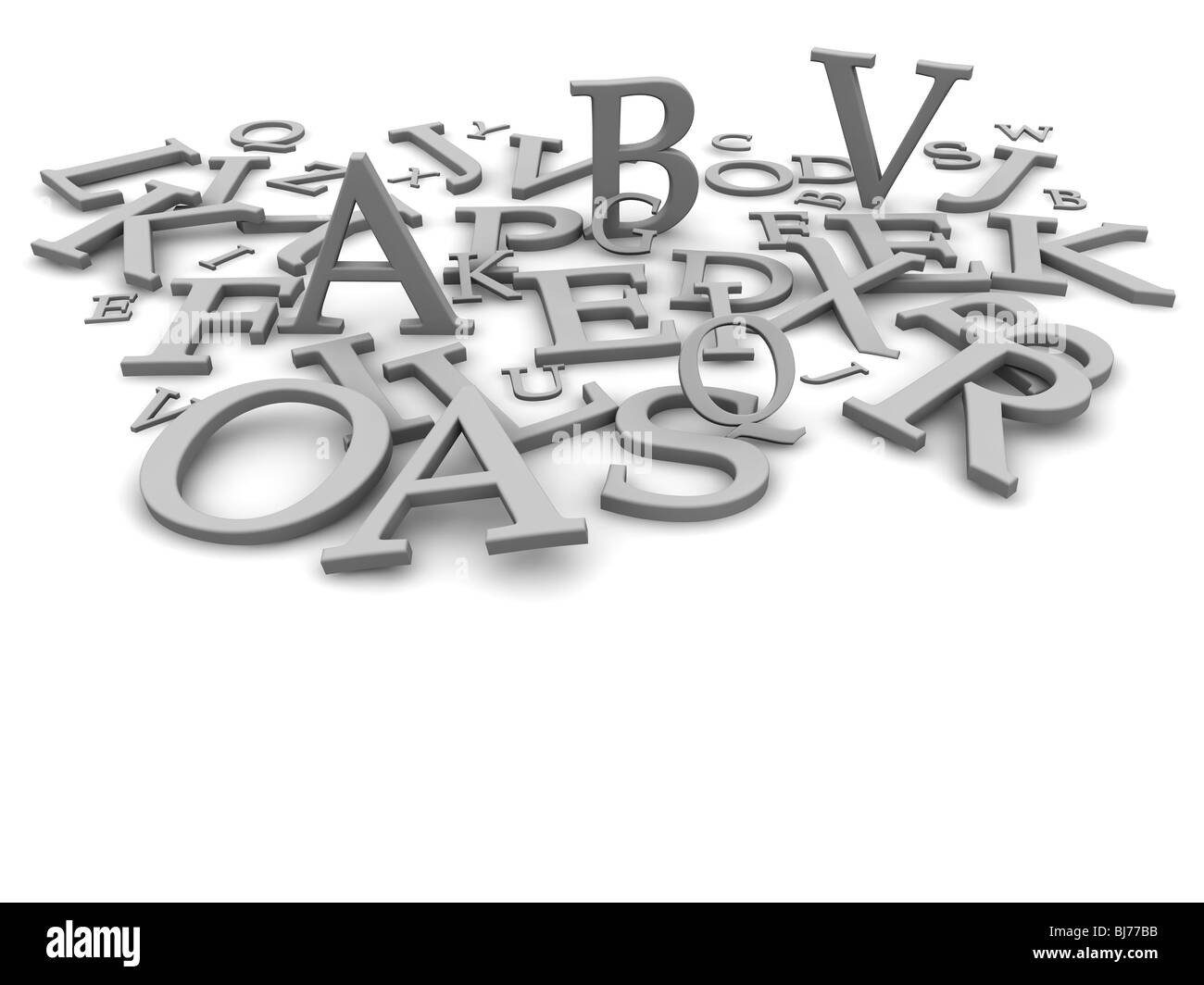 Black and white letters background. 3d rendered illustration Stock