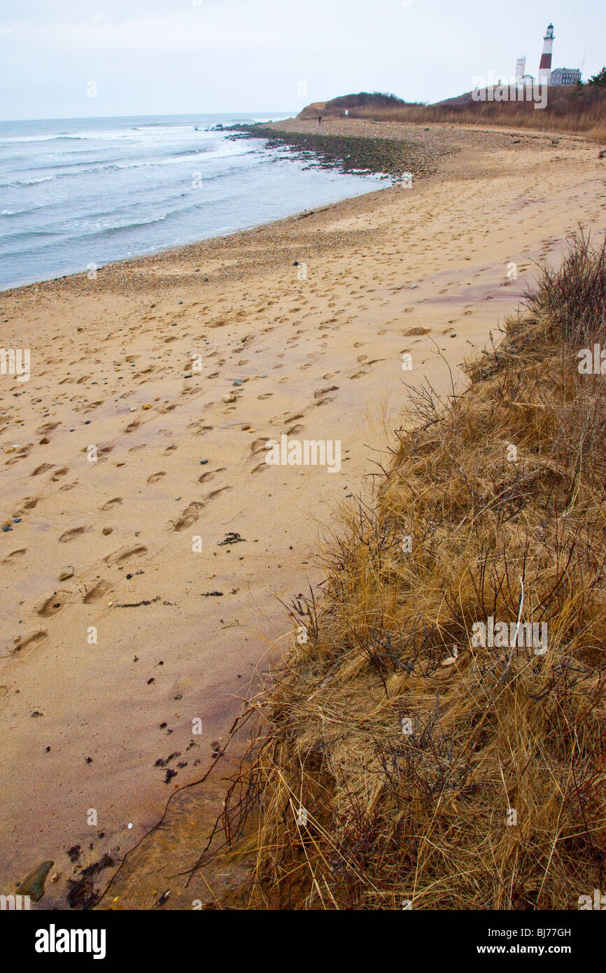 Montauk Point Lighthouse in the Hamptons, Long Island, New York Stock