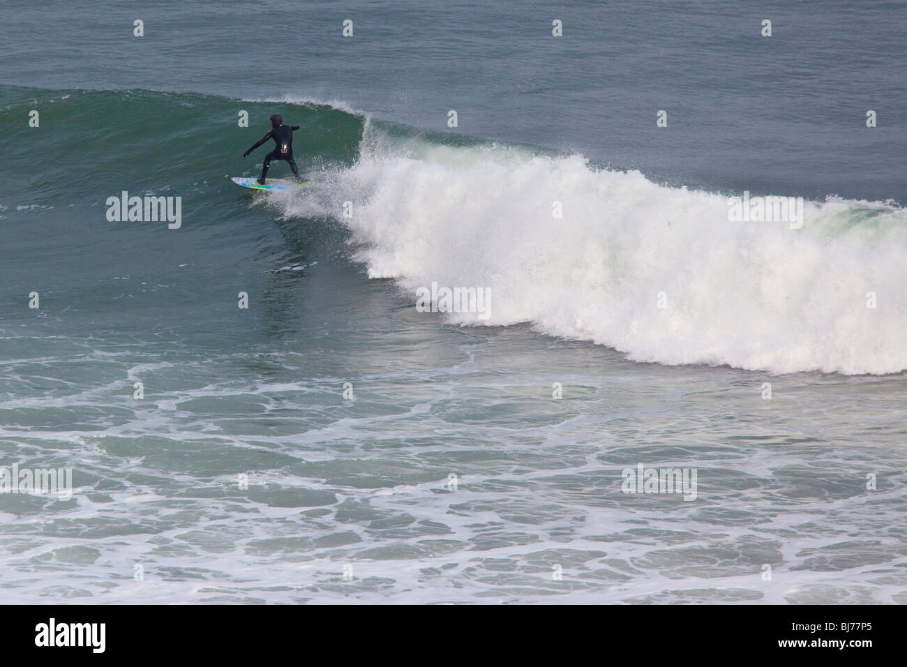 Surfing off of Montauk in Long Island, New York Stock Photo