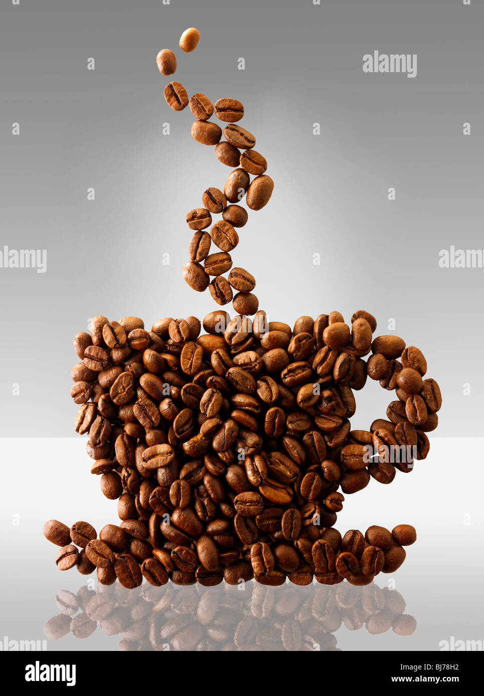 Coffee beans in the shape of a coffee cup. Stock Photo Stock Photo