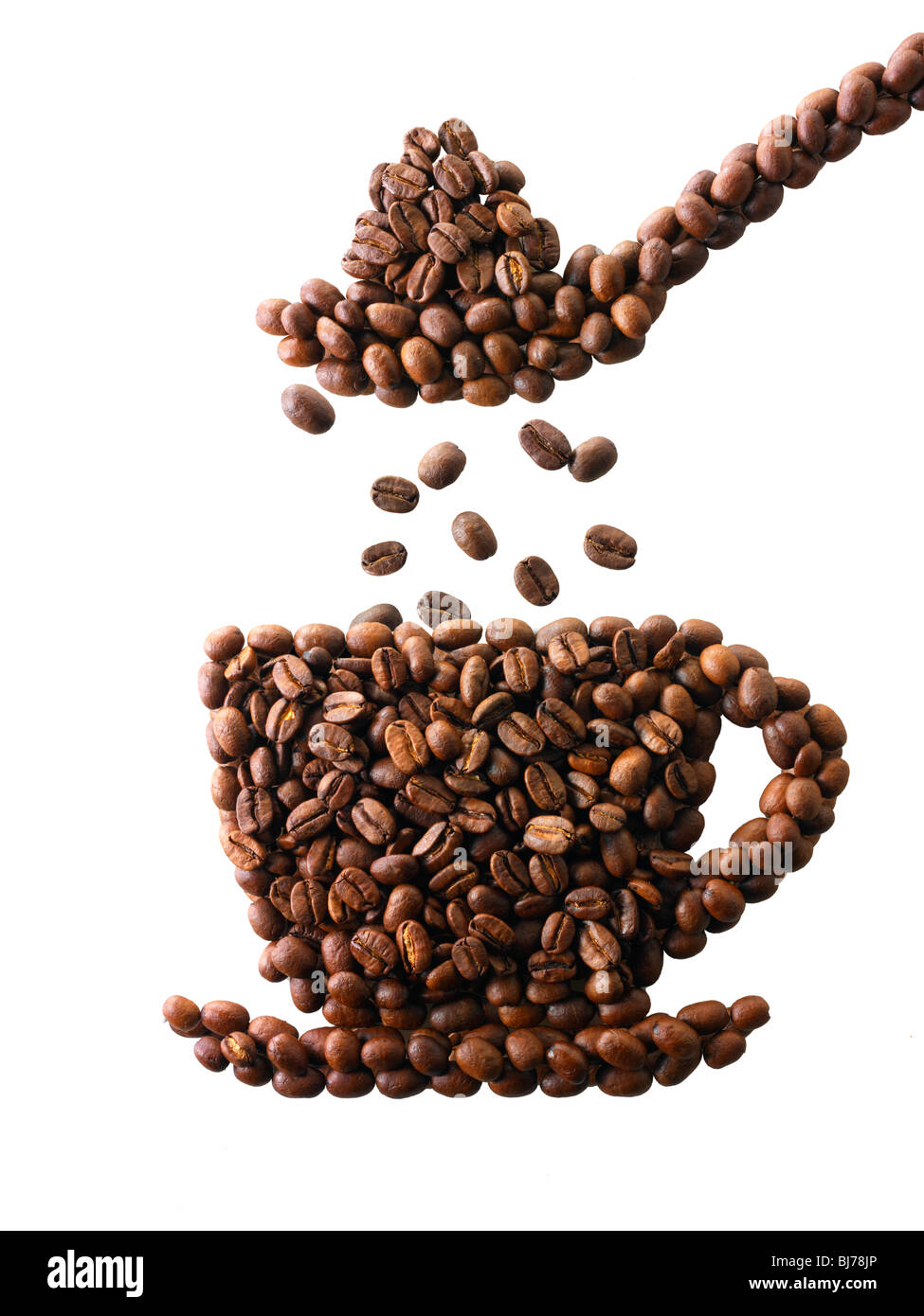 Coffee beans in the shape of a coffee cup. Stock Photo Stock Photo