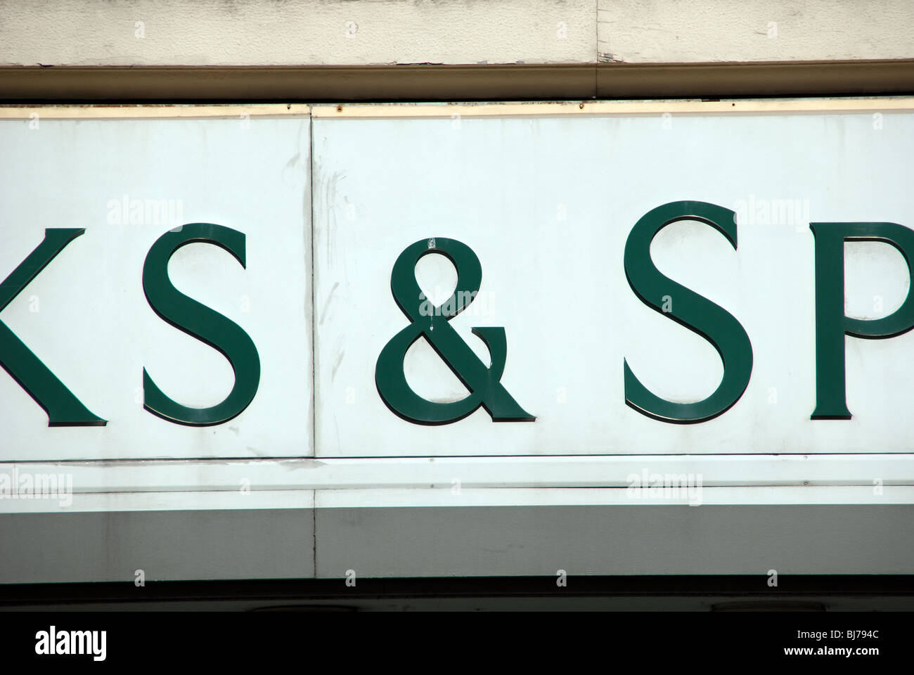 Part of a Marks and Spencer Shop sign Stock Photo Alamy