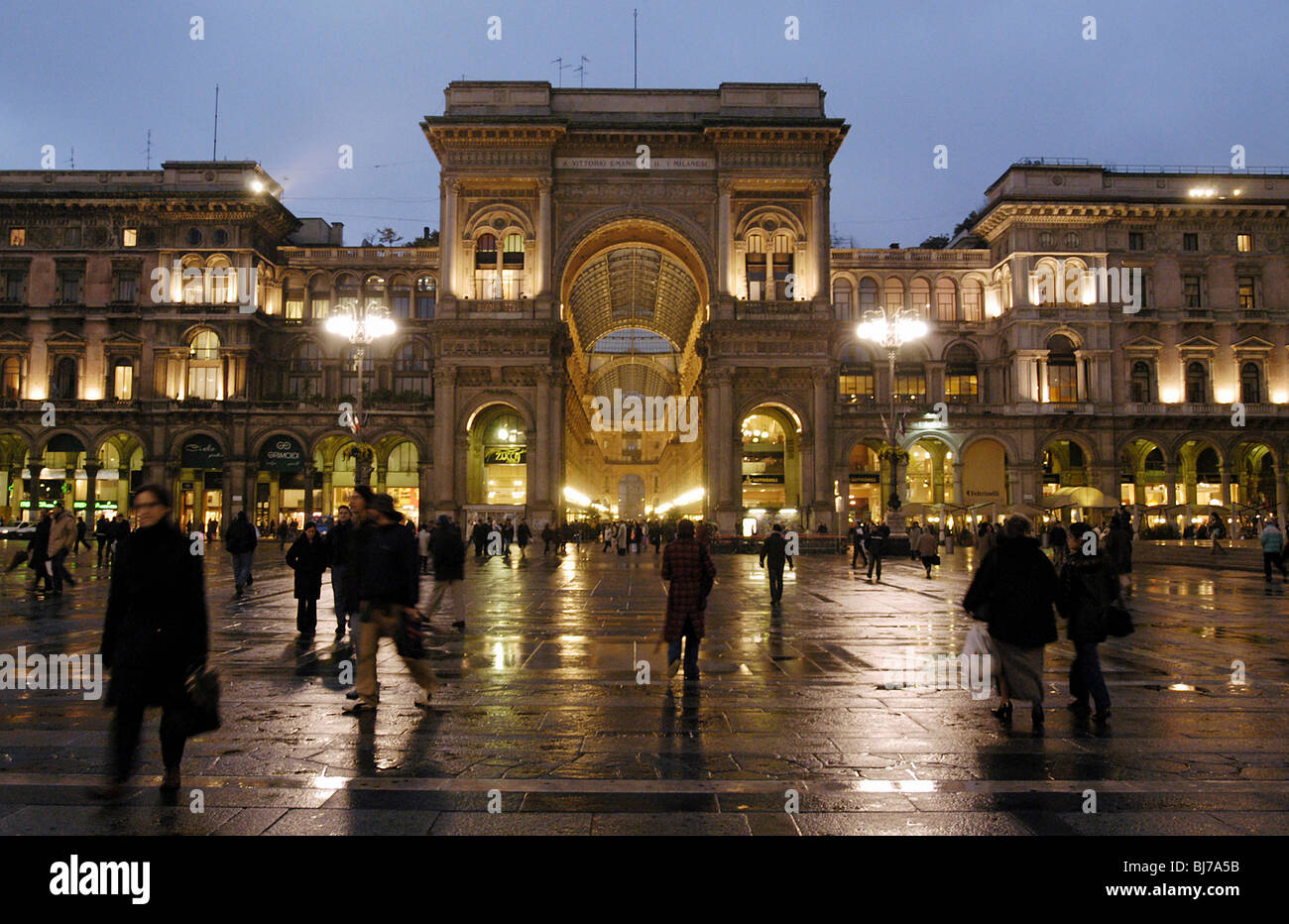 Shopping arcade the Galleria Vittorio Emanuele II in the evening, Milan, Italy Stock Photo
